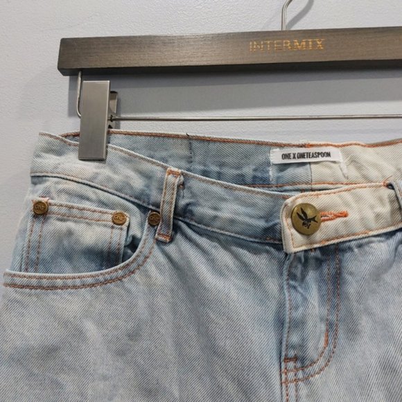 One Teaspoon Awesome Baggies Distressed Boyfriend Jeans Acid Wash - Picture 2 of 9